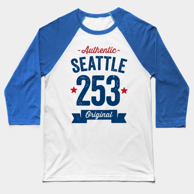 Authentic Seattle 253 Area Code Baseball T-Shirt by DetourShirts